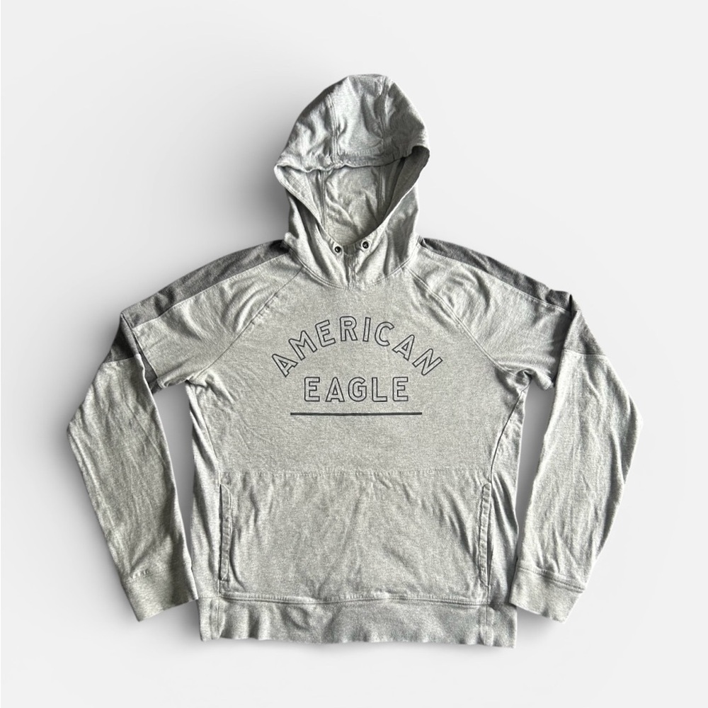 American Eagle Graphic Raglan Hoodie Heather Gray Men’s M